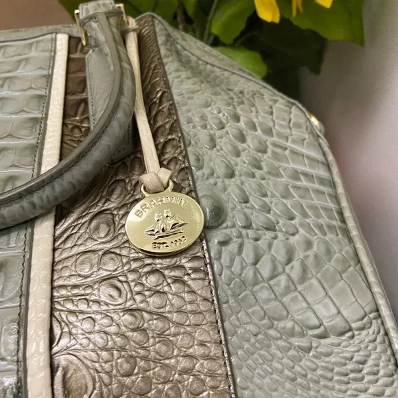 Brahmin Silver Sage Tarama Hudson Satchel